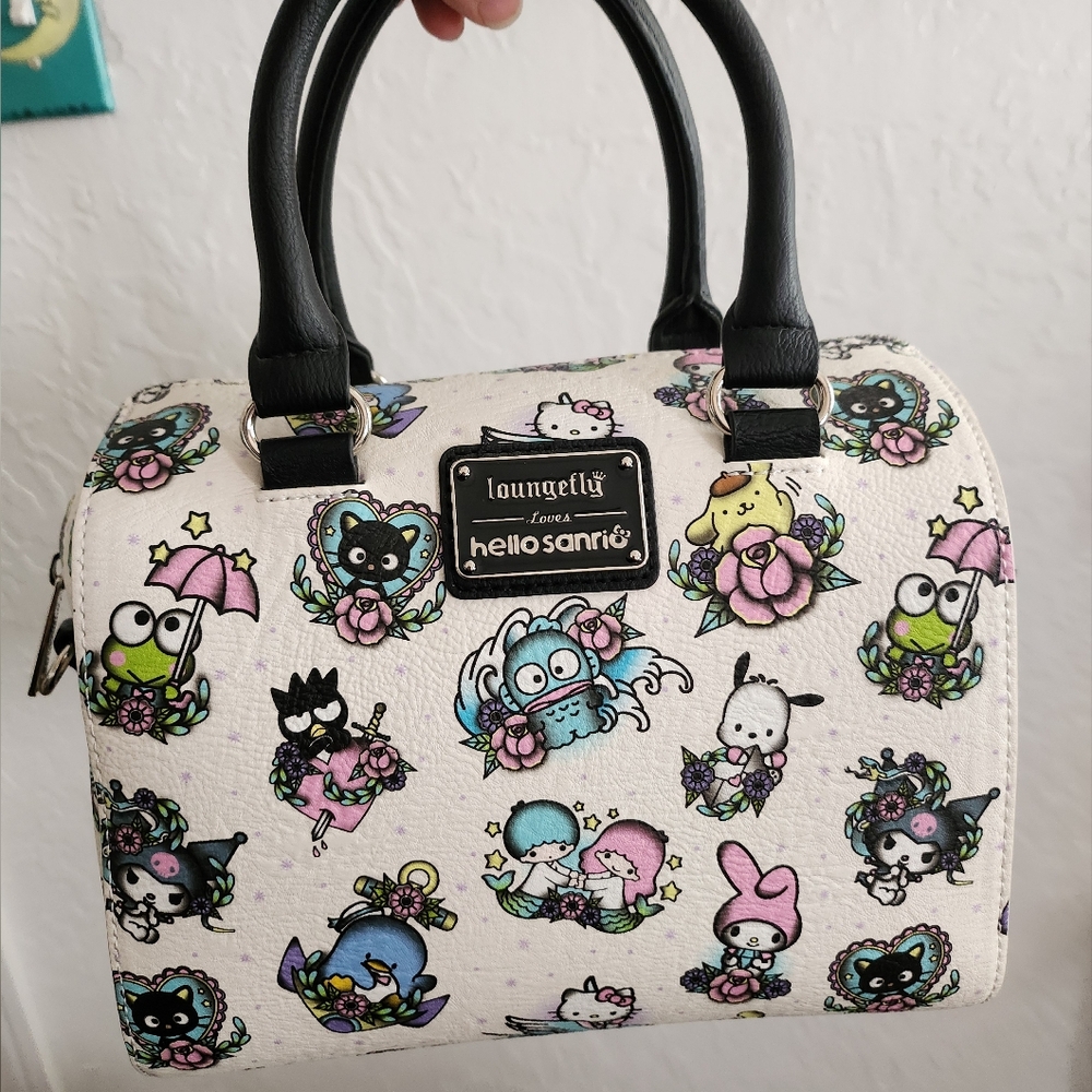 Loungefly x Hello Sanrio Tattoo Barrel Bag with Crossbody Strap